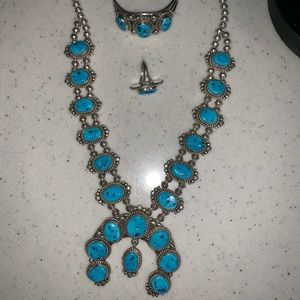 Sterling silver squash blossom set